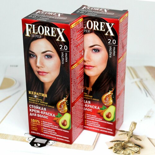 Краска 2 шт для волос 20 FLOREX-SUPER Каштан 605₽