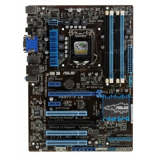 Материнская плата ASUS LGA1155 P8H77-V LE H77 4xDDR3-2200 2xPCI-Ex16 HDMIDVIDSub 8ch 4xSATA 2xSATA3 RAID 4xUSB3 GLAN ATX OEM 450000₽