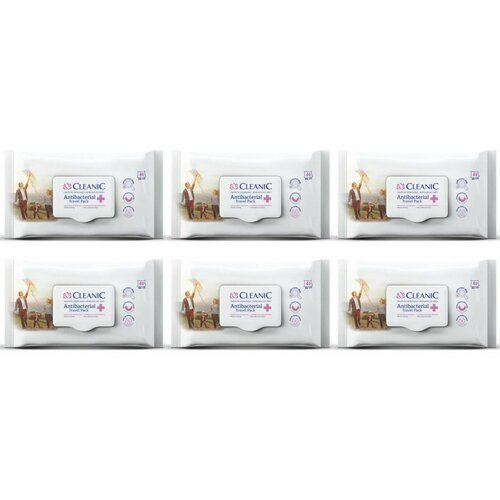 Cleanic Antibacterial Travel Влажные салфетки Освежающие 40 штуп 6 шт 854₽