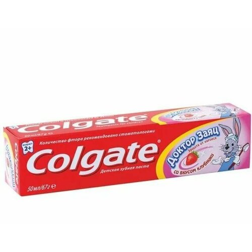 Colgate Зубная паста Доктор Заяц, детская, клубника, 50мл зубная паста доктор заяц детская со вкусом клубники 50мл