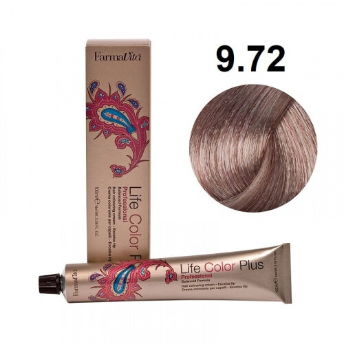 Крем-краска для волос Farmavita Life Color Plus 9.72 очень светлый блондин коричнево-перламутровый, 100 мл