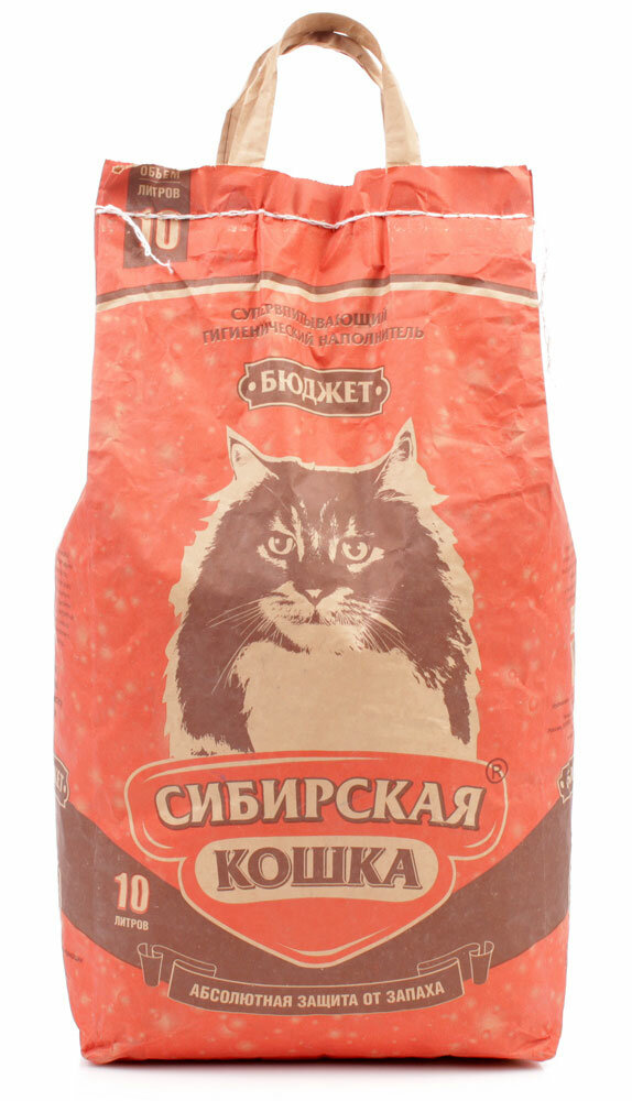 Наполнитель Сибирская Кошка Бюджет впитывающий бентонит без запаха 5кг 10 л