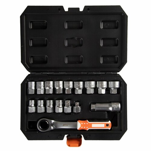 AFFIX Набор торцевых головок с принадлежностями HEX 19 мм 10-24 мм 17 предметов 6226₽
