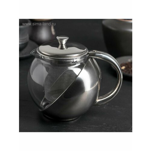 Чайник стеклянный заварочный Металлик 500 мл 891₽