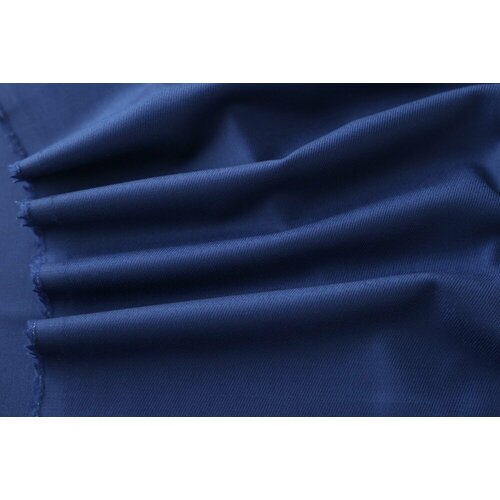 Ткань синяя костюмная шерсть с лоском