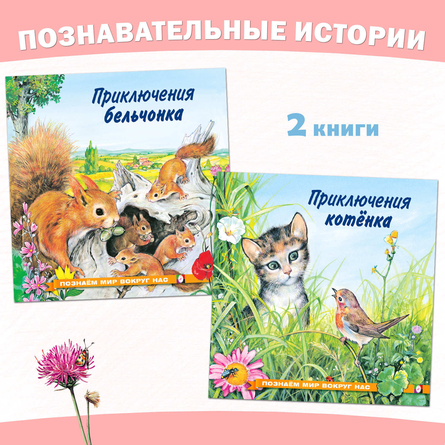 Сказки для детей Издательство Фламинго Познаем мир вокруг нас Комплект из 2 книг для малышей Приключения котенка и бельчонка