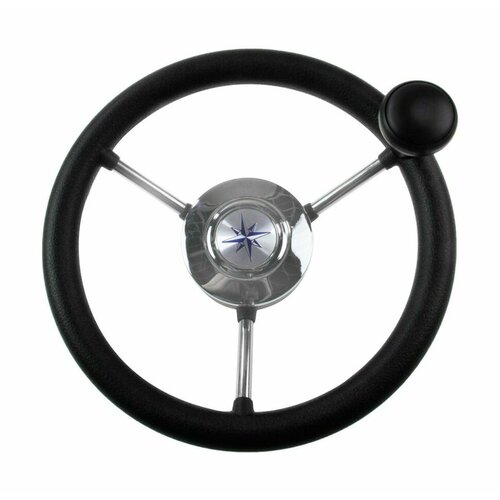 Рулевое колесо LIPARI обод черный, спицы серебряные д. 280 мм со спинером штурвал lipari черный диаметр 280 мм со спинером vn828050 01