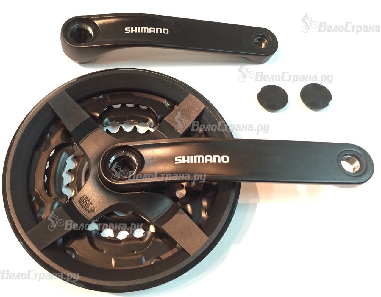 Система шатунов Shimano TY301, 170мм, Кв, 42/34/24, с защитой, б/уп Черный