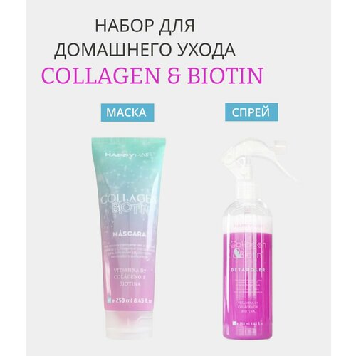 Набор Happy Hair Collagen & Biotin Маска + Спрей-кондиционер