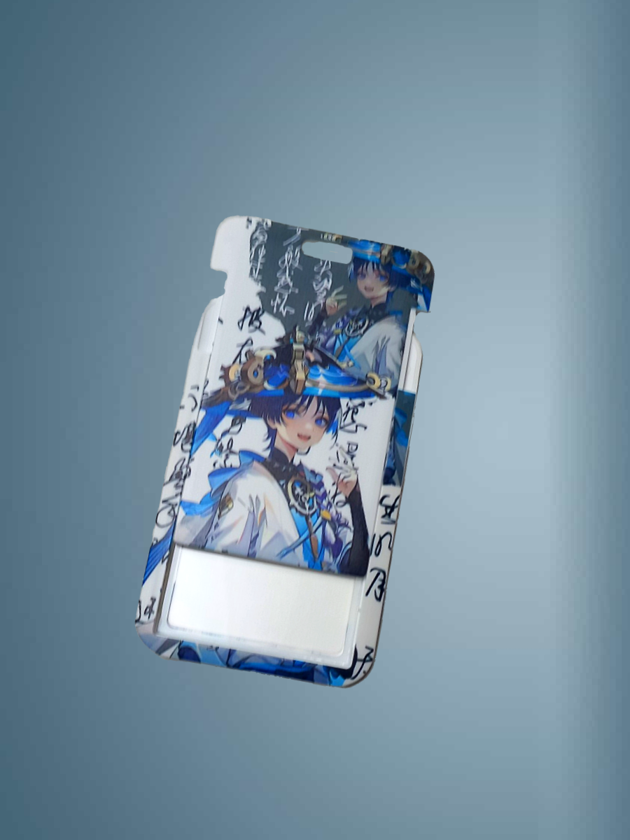 Чехол для бейджа Melody, на ленте, пластик, вертикальное крепление, серо-голубой — фото 1