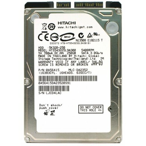 Жесткий Диск Hitachi 0A56415 250Gb 5400 SATA 2,5" HDD