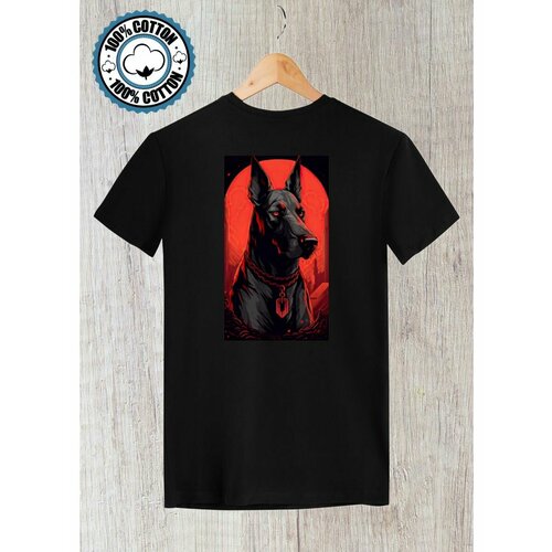 Футболка собака доберман, размер S, черный мужская футболка собака доберман s красный