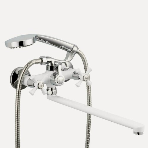 Изображение товара Смеситель Frud R22332, для ванны, с душем, керамический картридж, белый