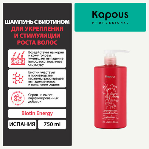 Kapous шампунь Biotin Energy, 750 мл kapous шампунь biotin energy 250 мл