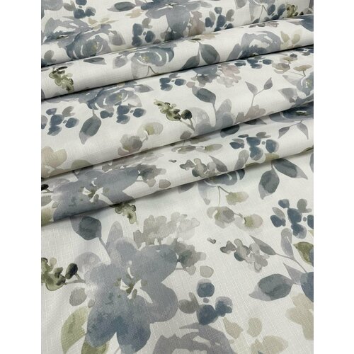 Ткань портьерная для штор 'под лен', 100% полиэстер /Viva текстиль/ с печатным рисунком, высота 2.8 м, на отрез от 1 метра, ткань отправляется единым метражом в одном заказе