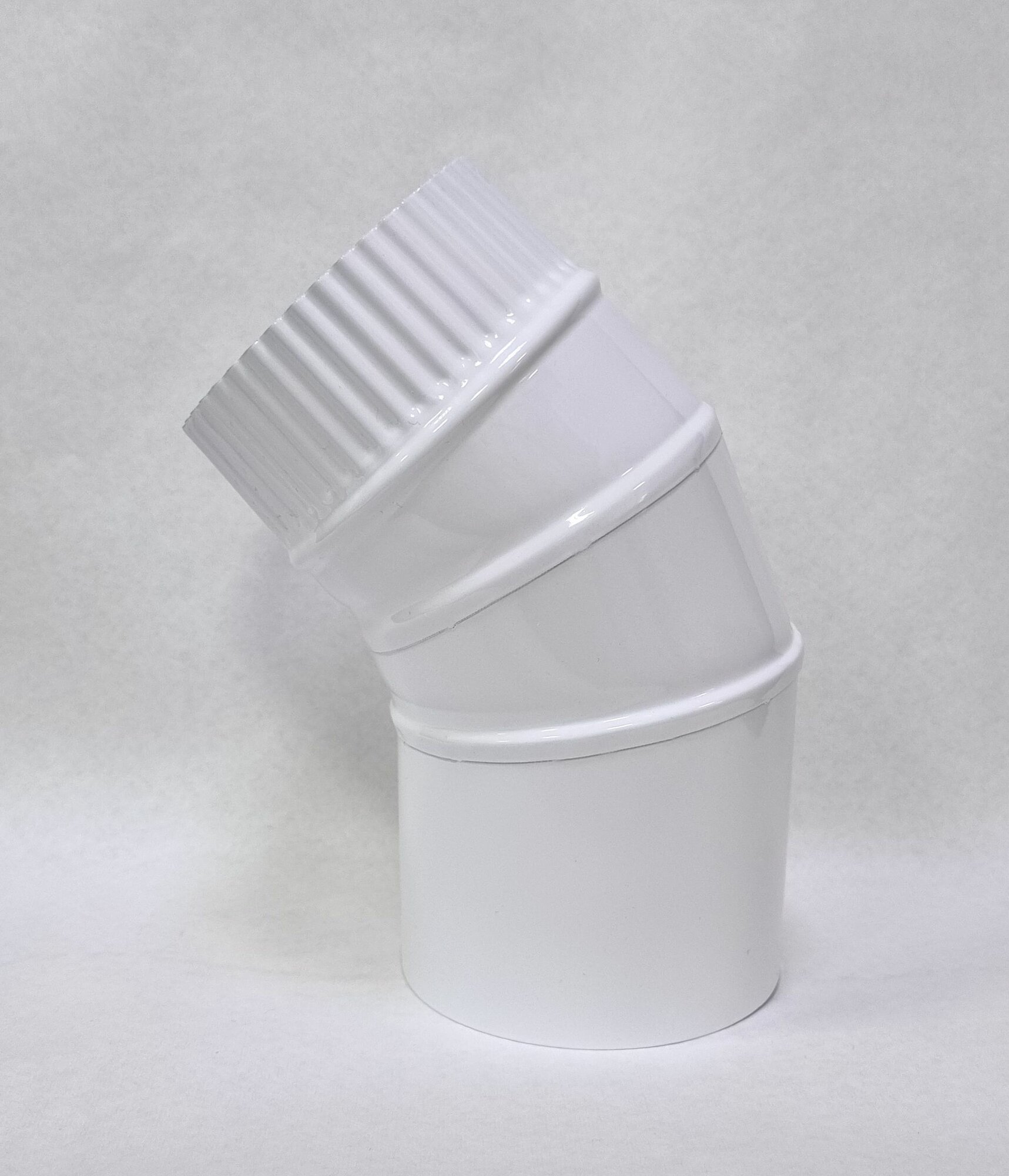 фото Отвод дымоотводящий 110мм 45* для газовой колонки, стальной белый Whitesteel