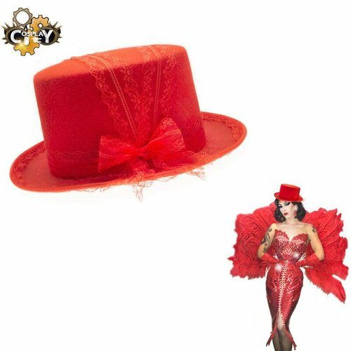 Женская карнавальная шляпа цилиндр красная СosplaYcitY. ru \SP60090-1\55-57\