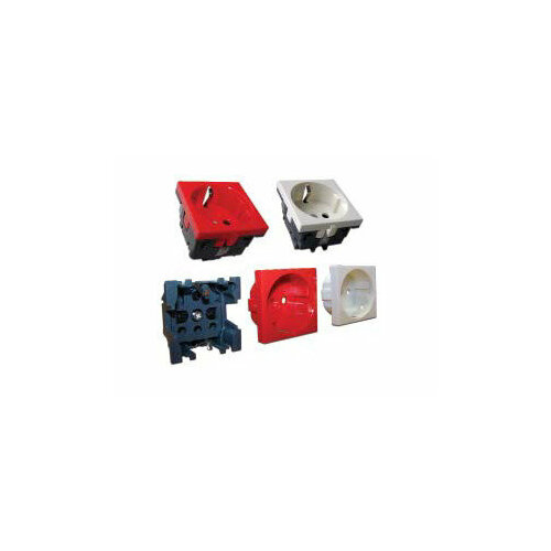 Механизм электрической розетки Mosaic 45x45, нем. ст, 2K+3, 16A, без лицевой панели