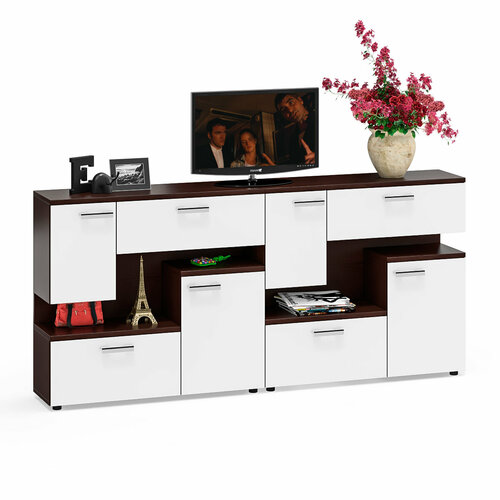 Две ТВ тумбы Мебельный Двор С1-1000 цвет венгебелый шагрень 200х30х93 см не ун сб 25416₽