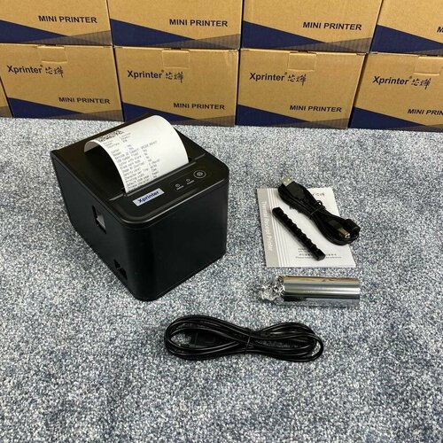 Принтер чеков с резаком Xprinter XP-80T (Usb/Lan) до 80мм черный, черный 2