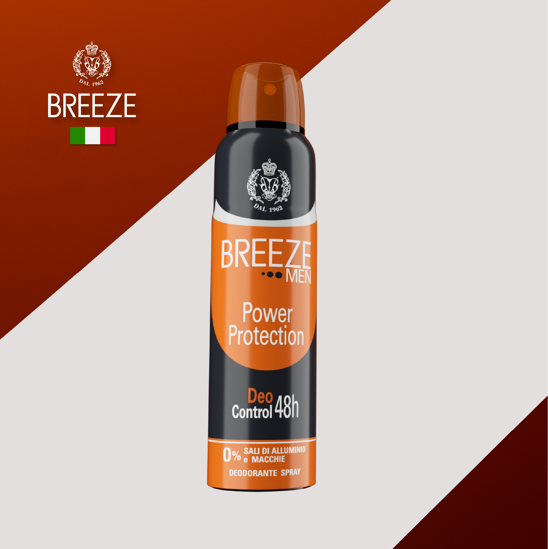 Breeze Мужской дезодорант для тела в аэрозольной упаковке, без солей алюминия, 48 часов Power Protection 150 мл