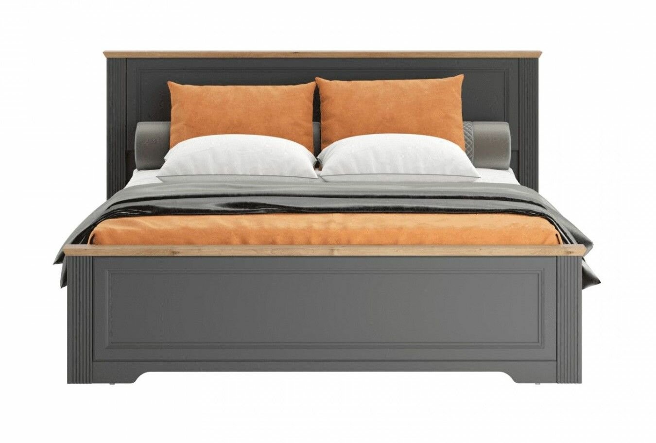 фото Кровать Black Red White Жасмин LOZ160х200 (Графит/Дуб артизан )