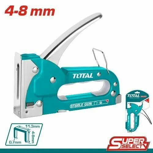 Степлер механический мебельный регулируемый 4-8мм тип скобы 53 TOTAL THT31140 899₽