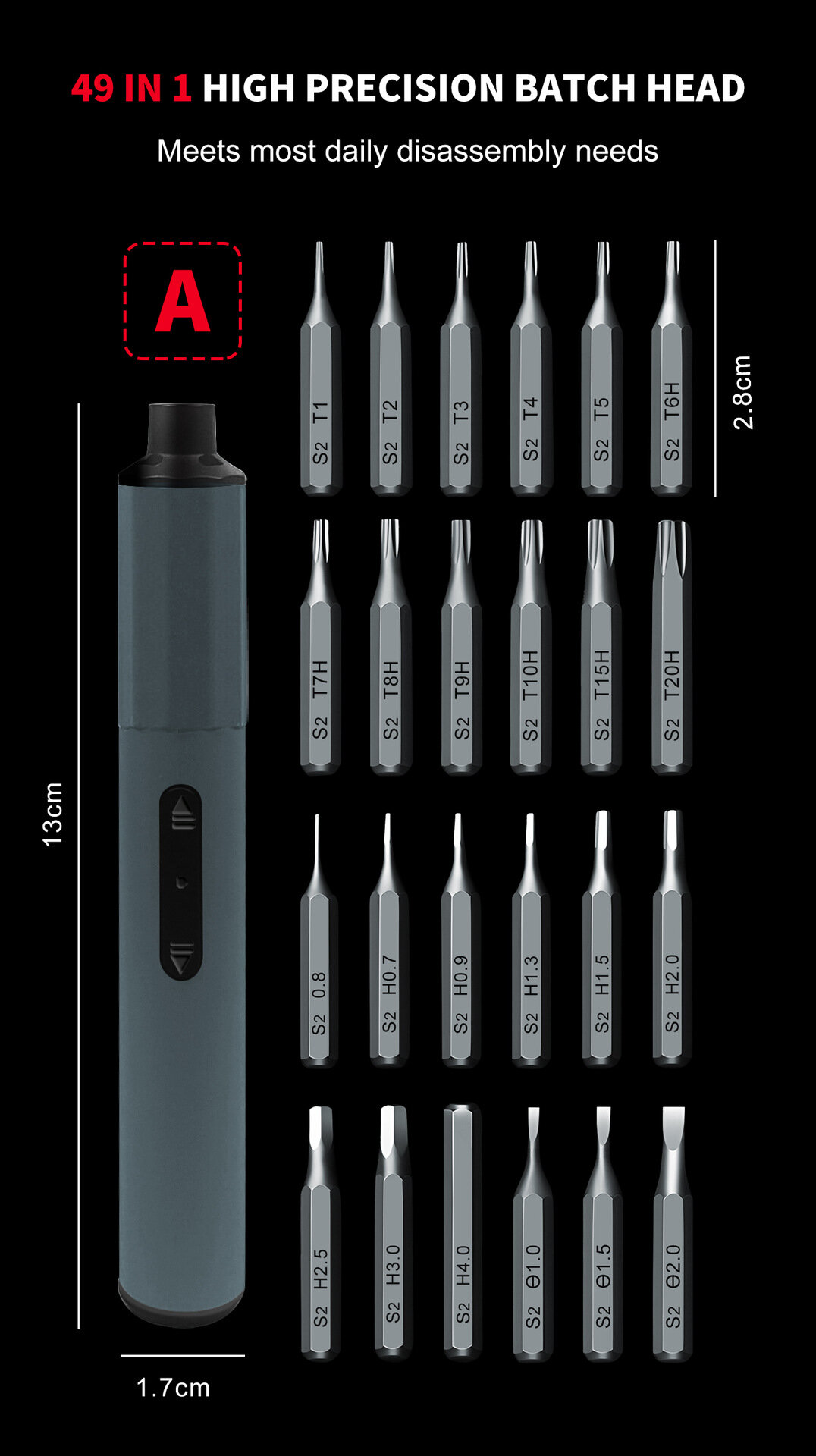 фото Набор электрических отверток "49 в одном" S2 batch head небольшой мини-электрический инструмент для прецизионного ремонта перезаряжаемой литиевой батареи