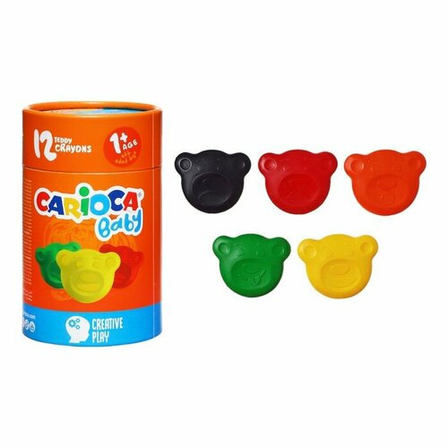 CARIOCA Мелки восковые 12 цветов Carioca Baby фигурные гипоаллергенные для малышей подарочный тубус 1751₽