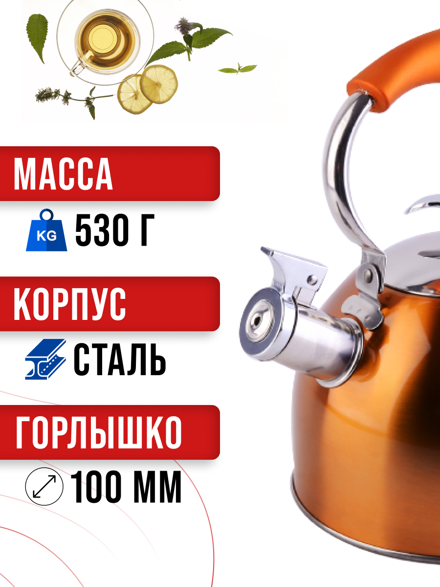 Чайник 2,5 л со свистком MAYER&BOCH, для газовой плиты — фото 1