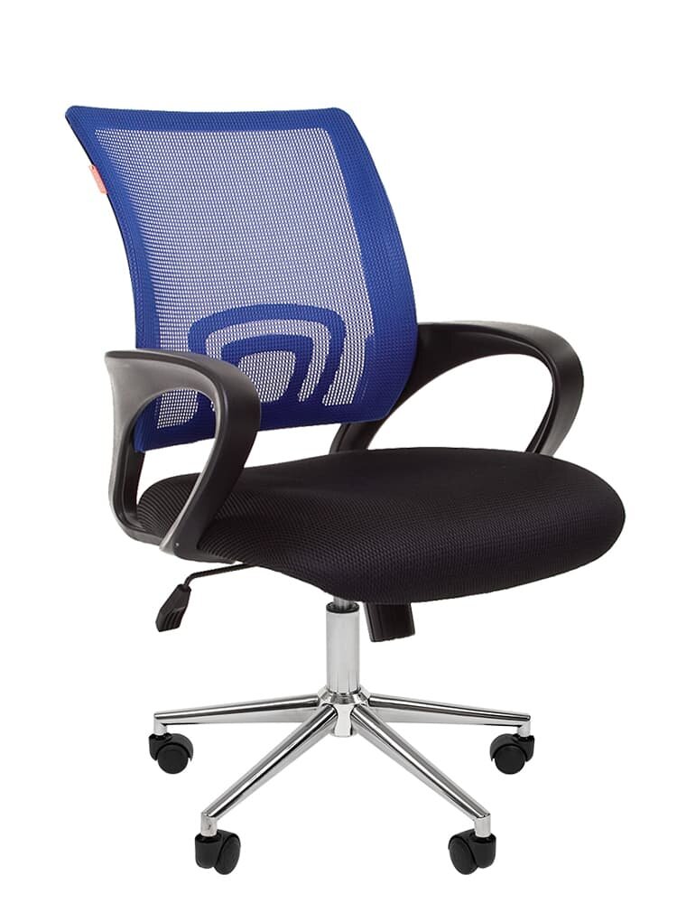 фото Chairman 696 Chrome TW-05/TW-11 Кресло компьютерное офисное сетка синяя/ткань черная