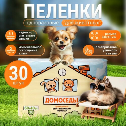 Пеленки одноразовые Домоседы 60х40см 30ш