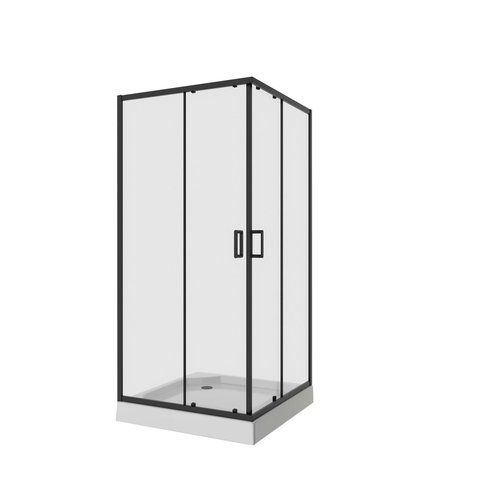 Душ. ограждение NG-6808-08 BLACK (90*90*195) квадрат, двери раздвижные, 1 место