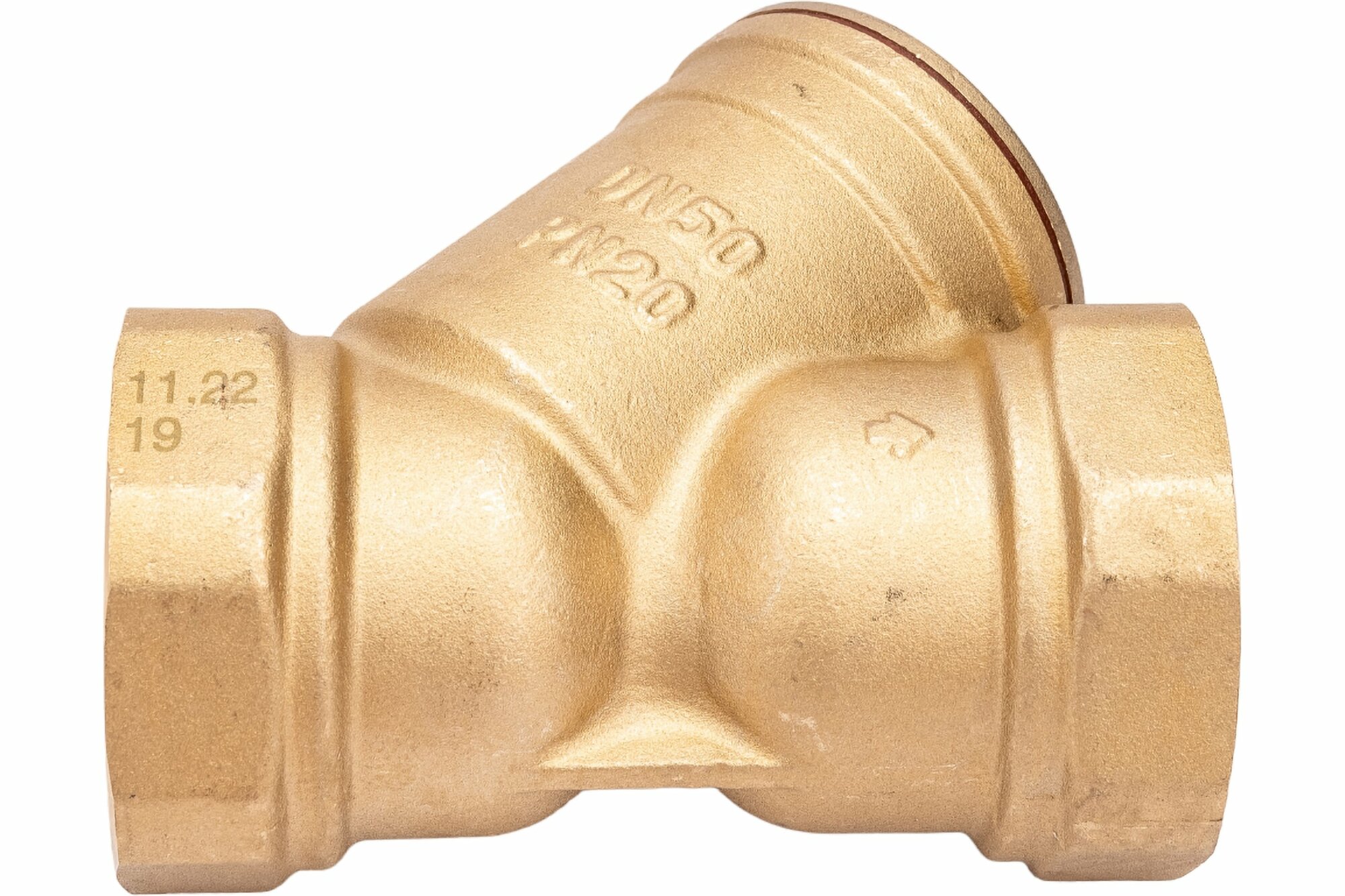 фото Фильтр сетчатый латунный Y-образный Ду50 Ру16 муфтовый уплотнение паронит