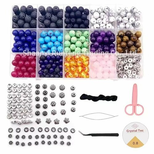 Набор бусин из драгоценных камней и минералов, 453 элемента