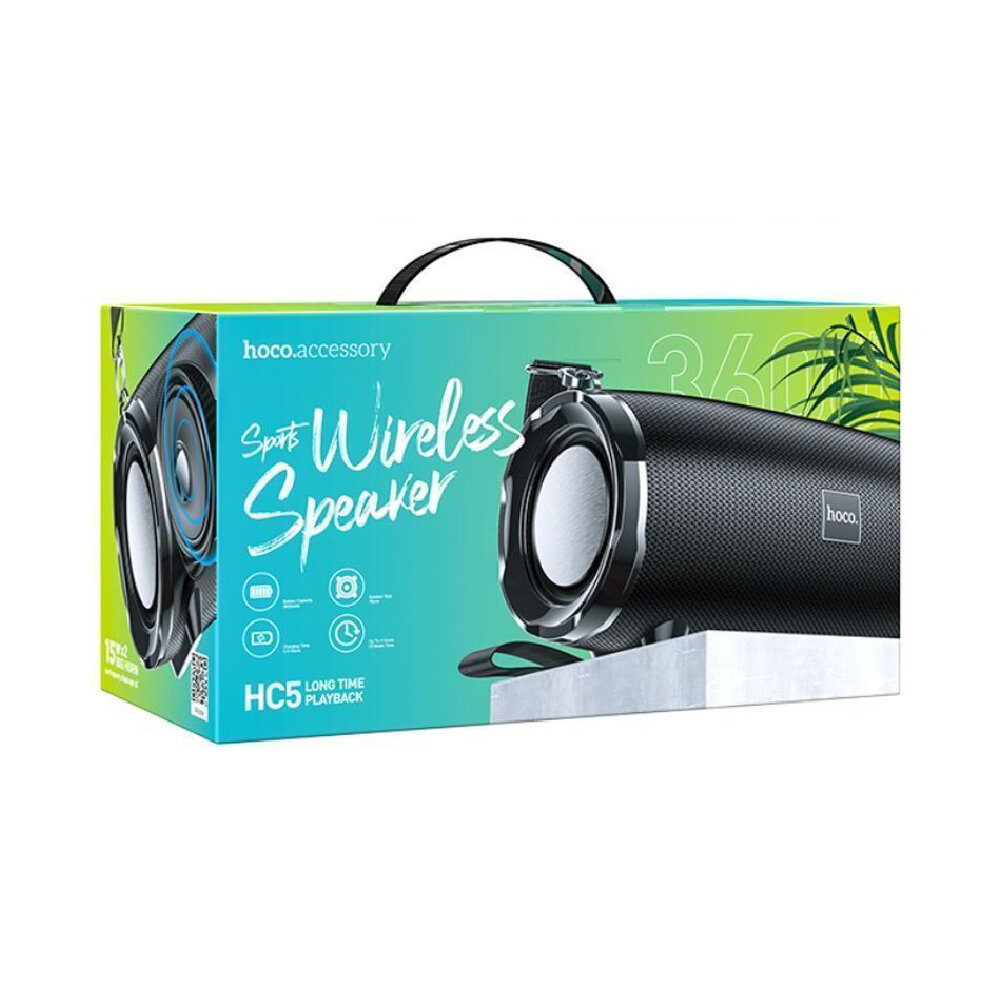 Bluetooth колонка HOCO HC5 Cool Enjoy BT5.0, 2x15W, AUX/FM/microSD/USB, ремешок (черный) — фото 1