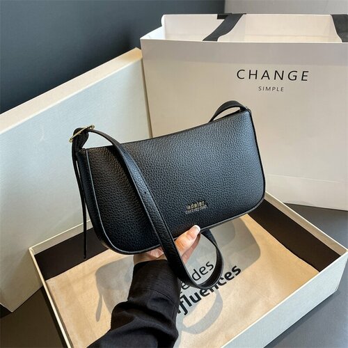 Сумка кросс-боди , фактура зернистая, черный