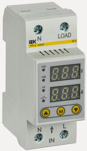 Изображение товара Реле напряжения и тока с дисплеем IEK РНТ-д однофазное 36мм 63А