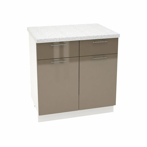 Кухонный шкаф напольный, без столешницы, Кухня Валерия, ШН1Я800, Белый / Капучино глянец