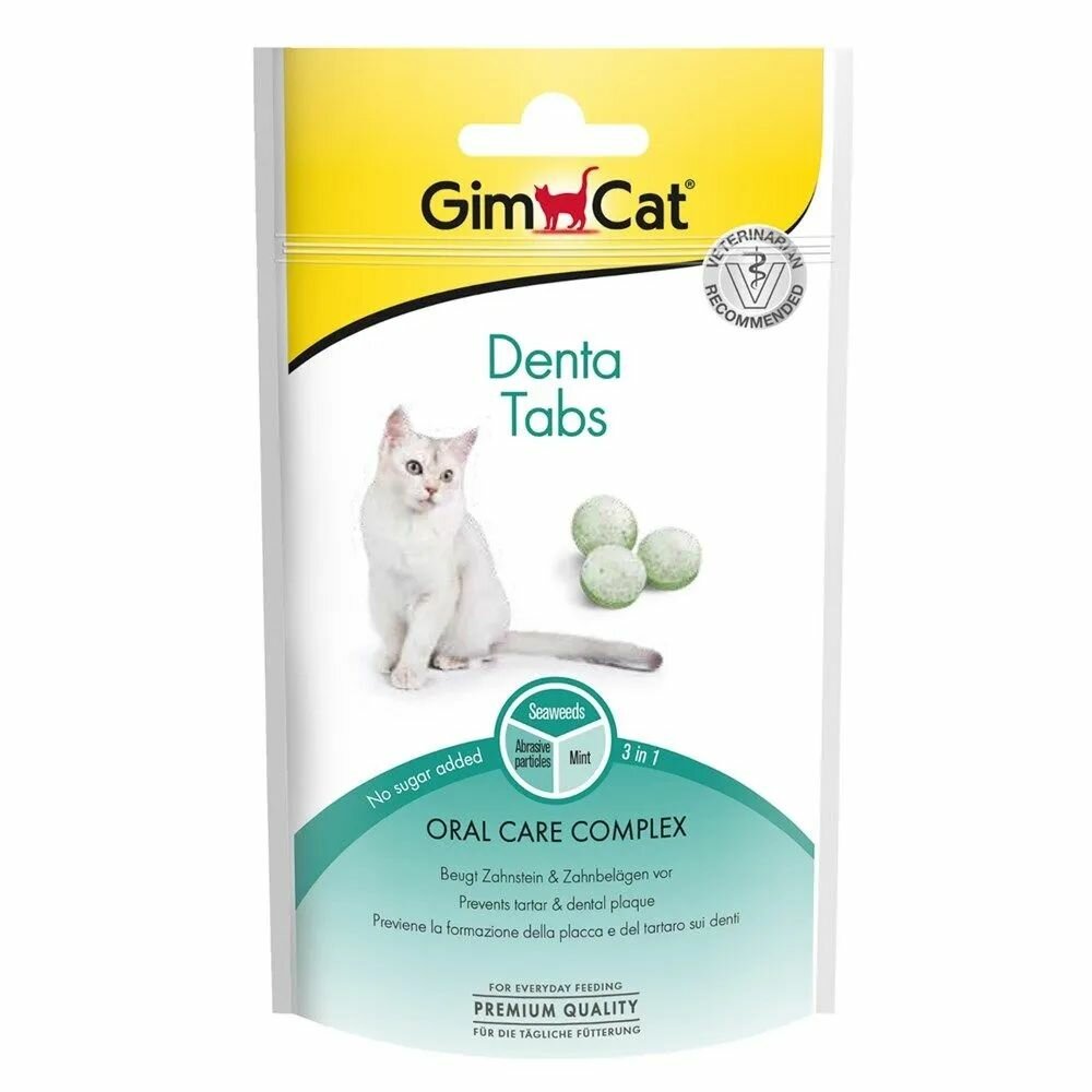 Лакомство GimCat Denta Tabs для Кошек для ухода за полостью рта (2шт по 40г)
