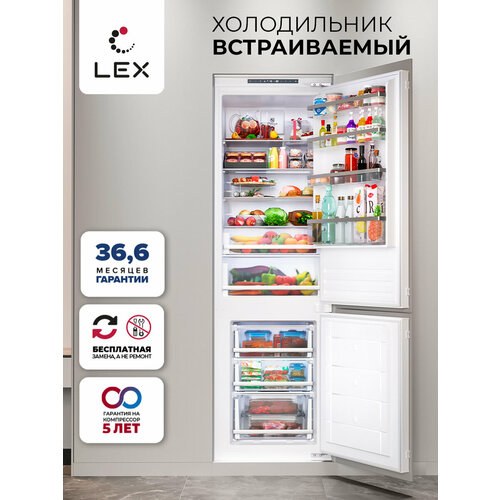 Встраиваемый двухкамерный холодильник LEX LBI1930D 77290₽