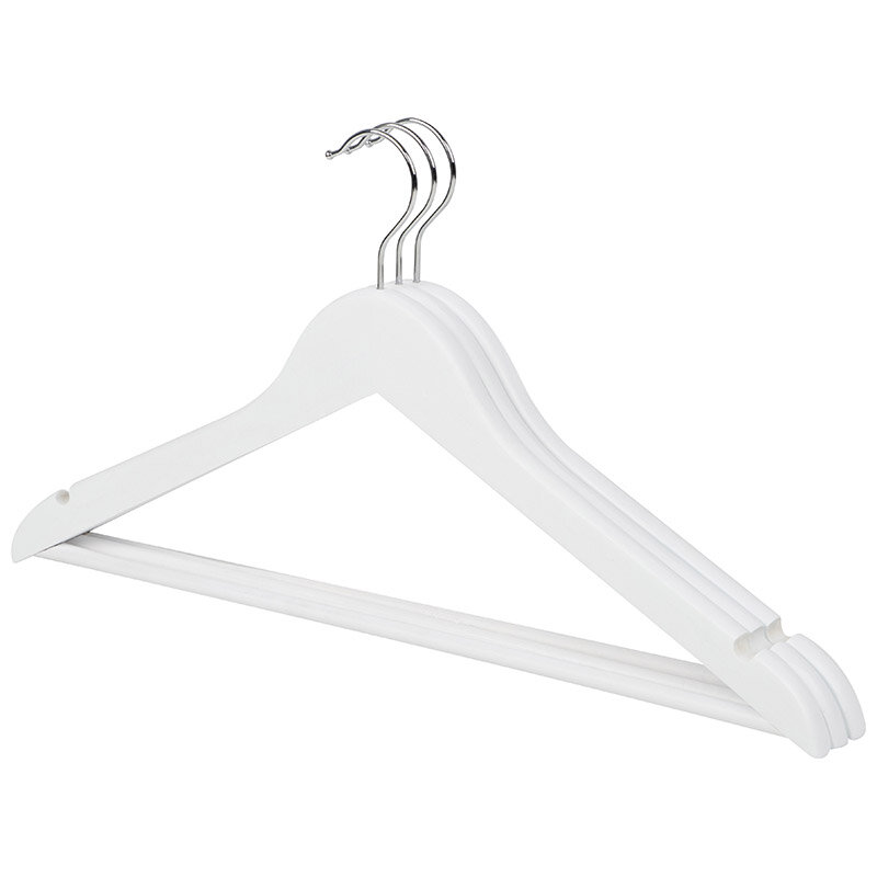 фото Набор вешалок деревянных с перекладиной,45 см, 3 штуки, цвет белый