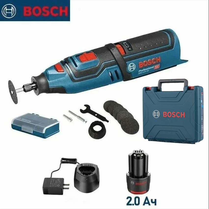 Аккумуляторный гравер BOSCH GRO 12V-35, 12В (1 АКБх2Ah, ЗУ, кейс)