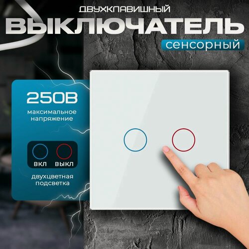 Изображение товара Выключатель двухклавишный сенсорный Livolo белый