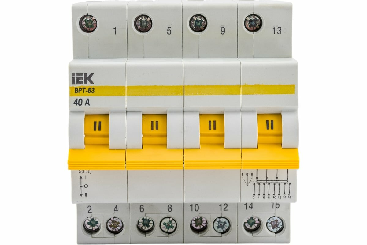 Трехпозиционный выключатель-разъединитель IEK ВРТ-63, 4P, 40А MPR10-4-040