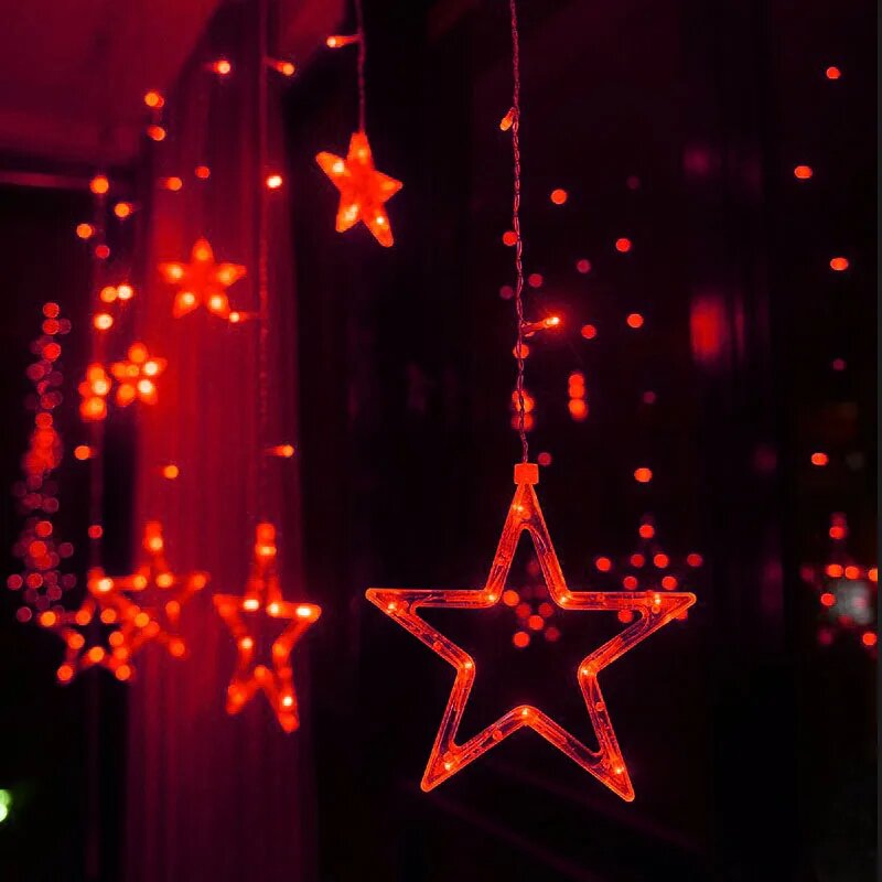 LED звездная гирлянда FHDSKJYXGS 25 м 220В Красный 3.5M 220V US Plug