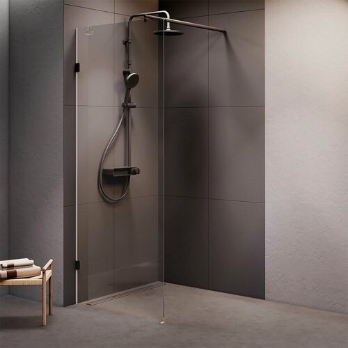 Изображение товара Душевая перегородка AM.PM X-Joy, 80x195, прозрачное стекло, цвет профиля черный