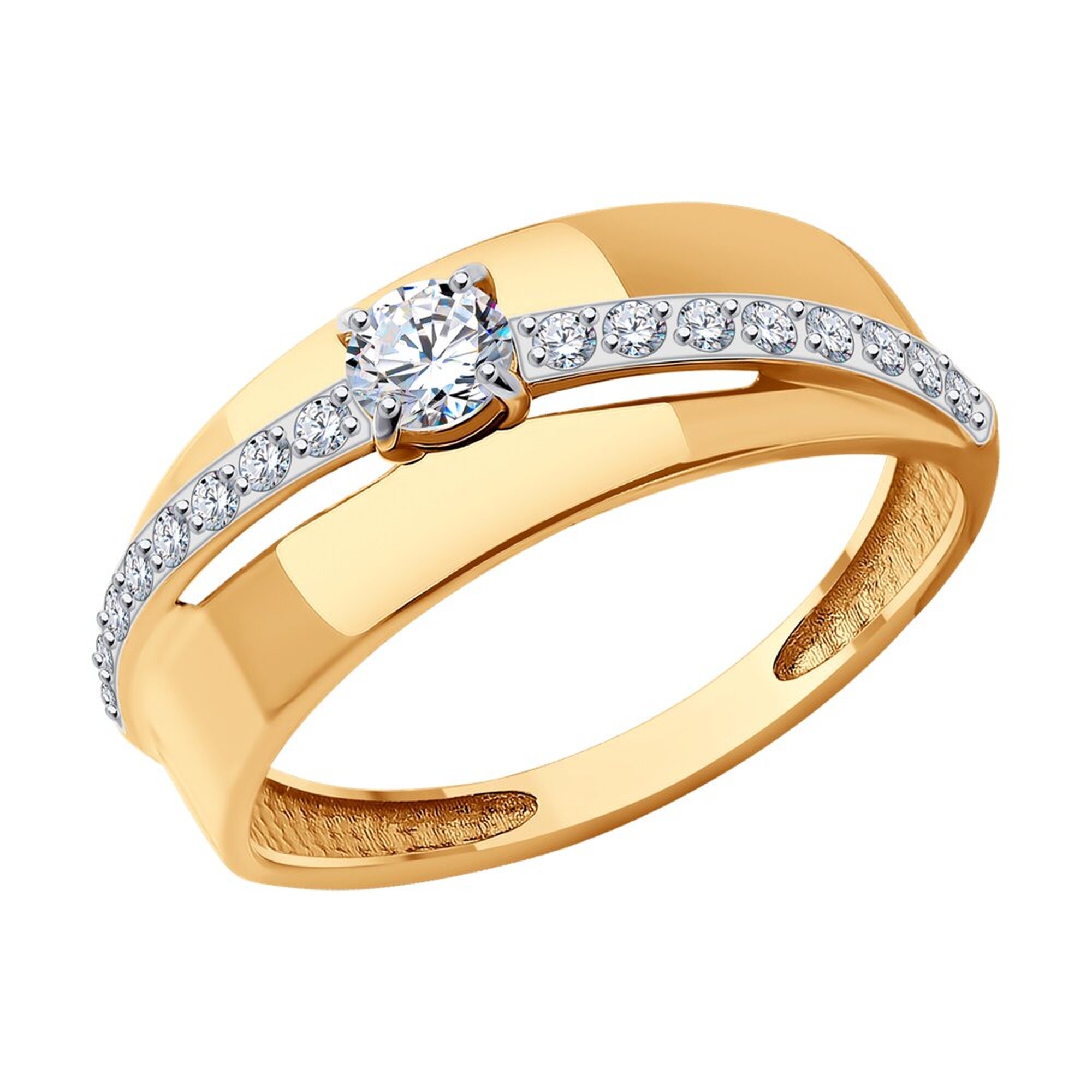 Кольцо Diamant online, красное золото, 585 проба, фианит