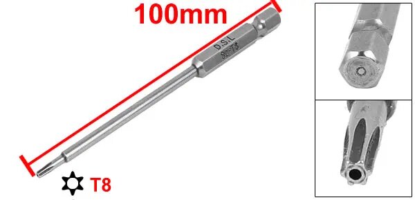 Uxcell магнитная отвертка Torx T6 T7 T8 T9 T10 T15 T25 T30 100 мм, T8