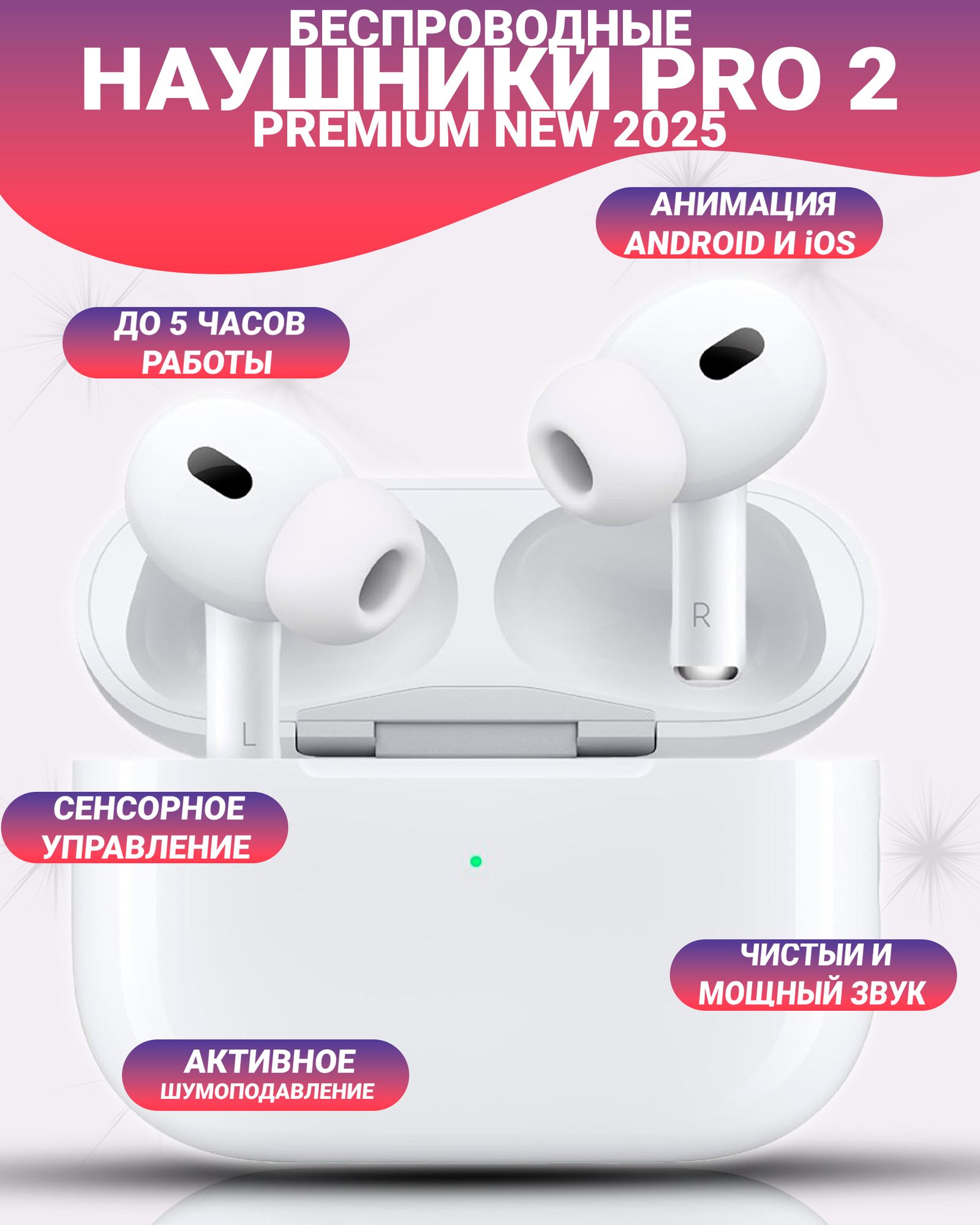 Беспроводные наушники A Pods Pro 2 PREMIUM Bluetooth для iPhone и Android